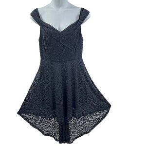 H R Homrain Women 3X Black Lace High Low Sleeveless Midi Dress Whimsigoth Witchy